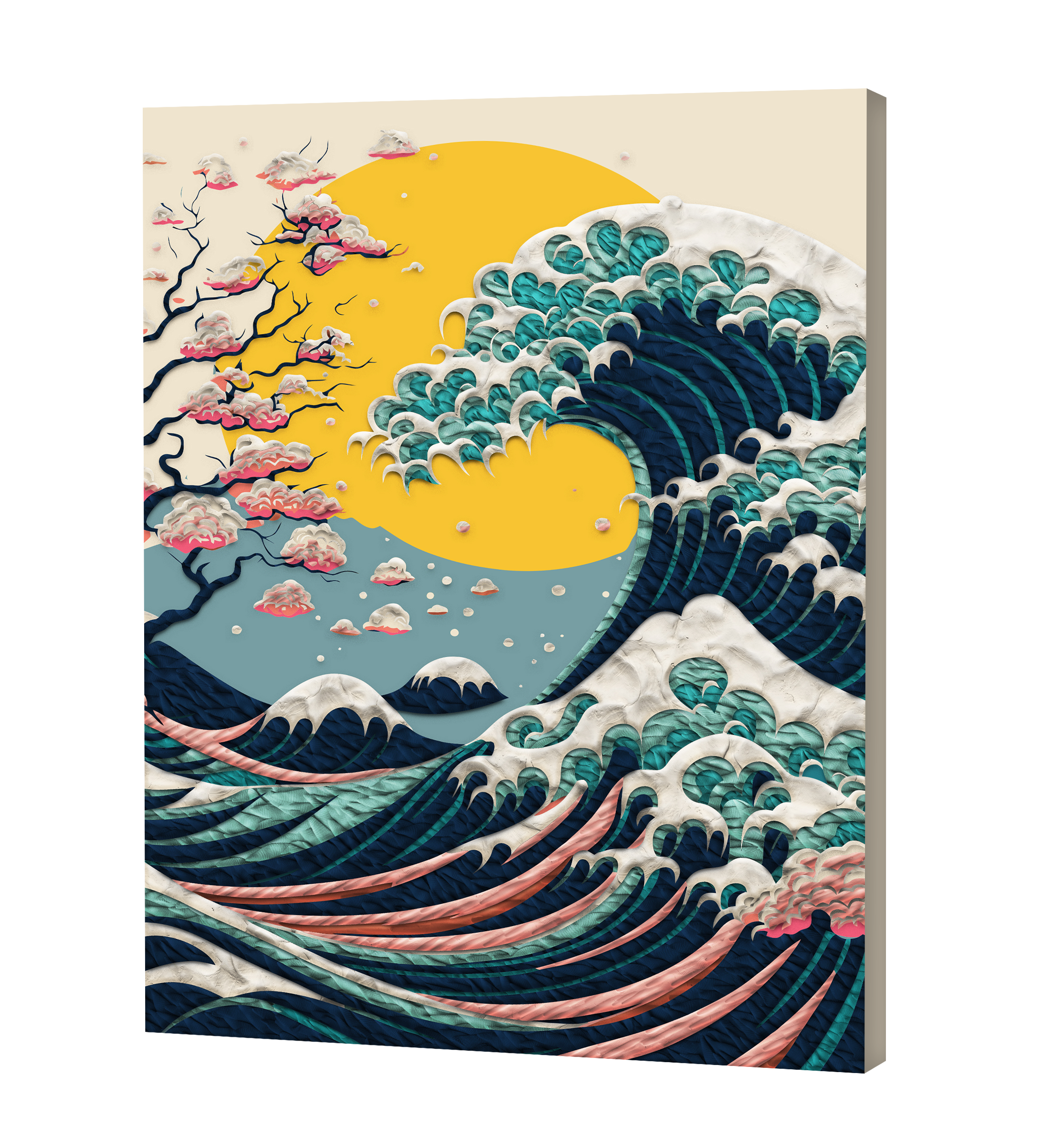 Great Wave clay painting kit with canvas mounted art board, colourful air-dry clay and sculpting tools, offering mess-free sensory play and screen-free creative crafting.