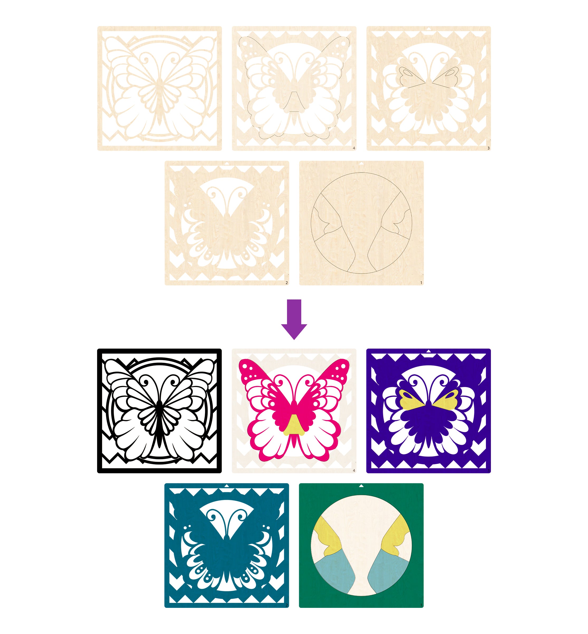 Butterfly wooden art kit, Butterfly craft kit for kids, Layered butterfly wood painting set, DIY Butterfly craft, Colourful butterfly décor, Nature themed wooden art, Kids butterfly project, Creative butterfly craft kit.