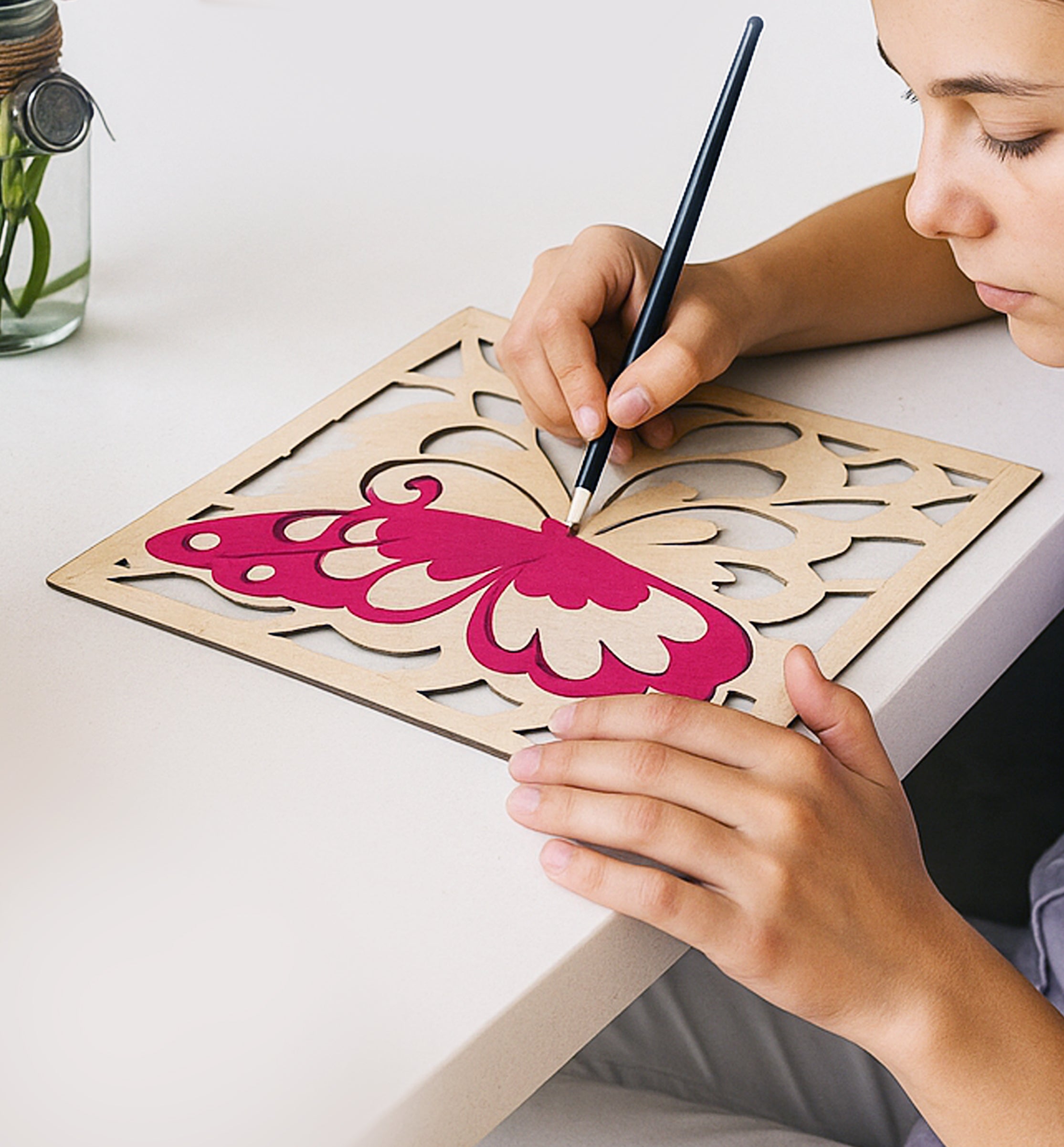 Butterfly wooden art kit, Butterfly craft kit for kids, Layered butterfly wood painting set, DIY Butterfly craft, Colourful butterfly décor, Nature themed wooden art, Kids butterfly project, Creative butterfly craft kit.