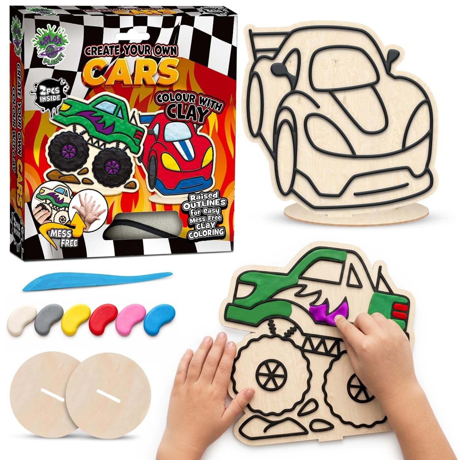 Cars clay colouring kit, Car themed clay art set, Car clay craft for kids, DIY car modelling kit, 3D car clay project, Sensory car clay kit, Creative car craft activity, Non-toxic clay craft set, Vehicle clay art kit, Kids car craft