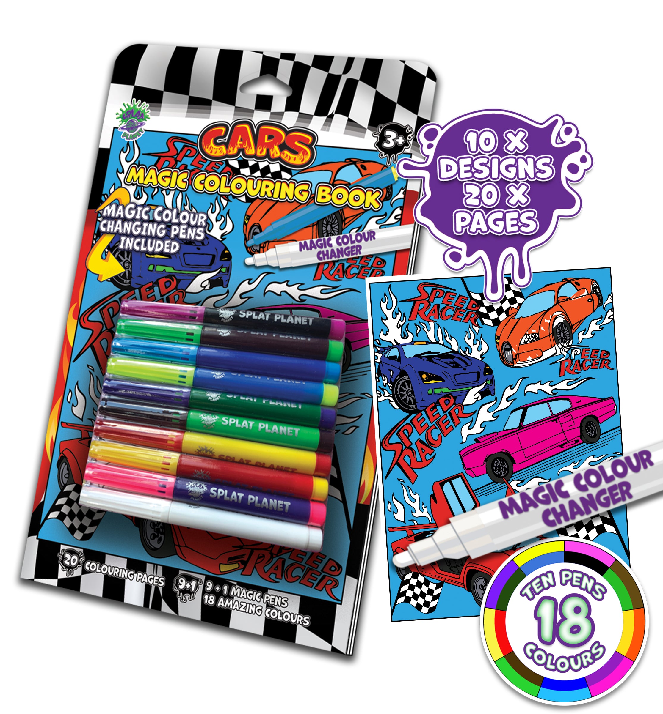 Cars, Racing cars, Sports cars, Supercars, Vehicles, Trucks, Monster trucks, Fire engine, Police car, Ambulance, Construction vehicles, Digger, Bulldozer, Transport, Vehicle colouring, Car colouring book, Kids cars, Boys colouring, Girls colouring, Fibracolour, fibra colour, magic colour changing pens, colour changing, magic pens, felt tips, colouring book, childrens gift, kids unique present, amazing colouring book