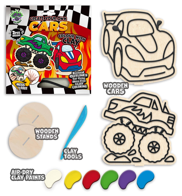 Cars clay colouring kit, Car themed clay art set, Car clay craft for kids, DIY car modelling kit, 3D car clay project, Sensory car clay kit, Creative car craft activity, Non-toxic clay craft set, Vehicle clay art kit, Kids car craft