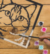 Cat wooden art kit, Cat craft kit for kids, Layered cat painting set, DIY cat craft, Cute cat wooden art, Cat wall décor, Kids cat activity kit, Cat lover craft project.