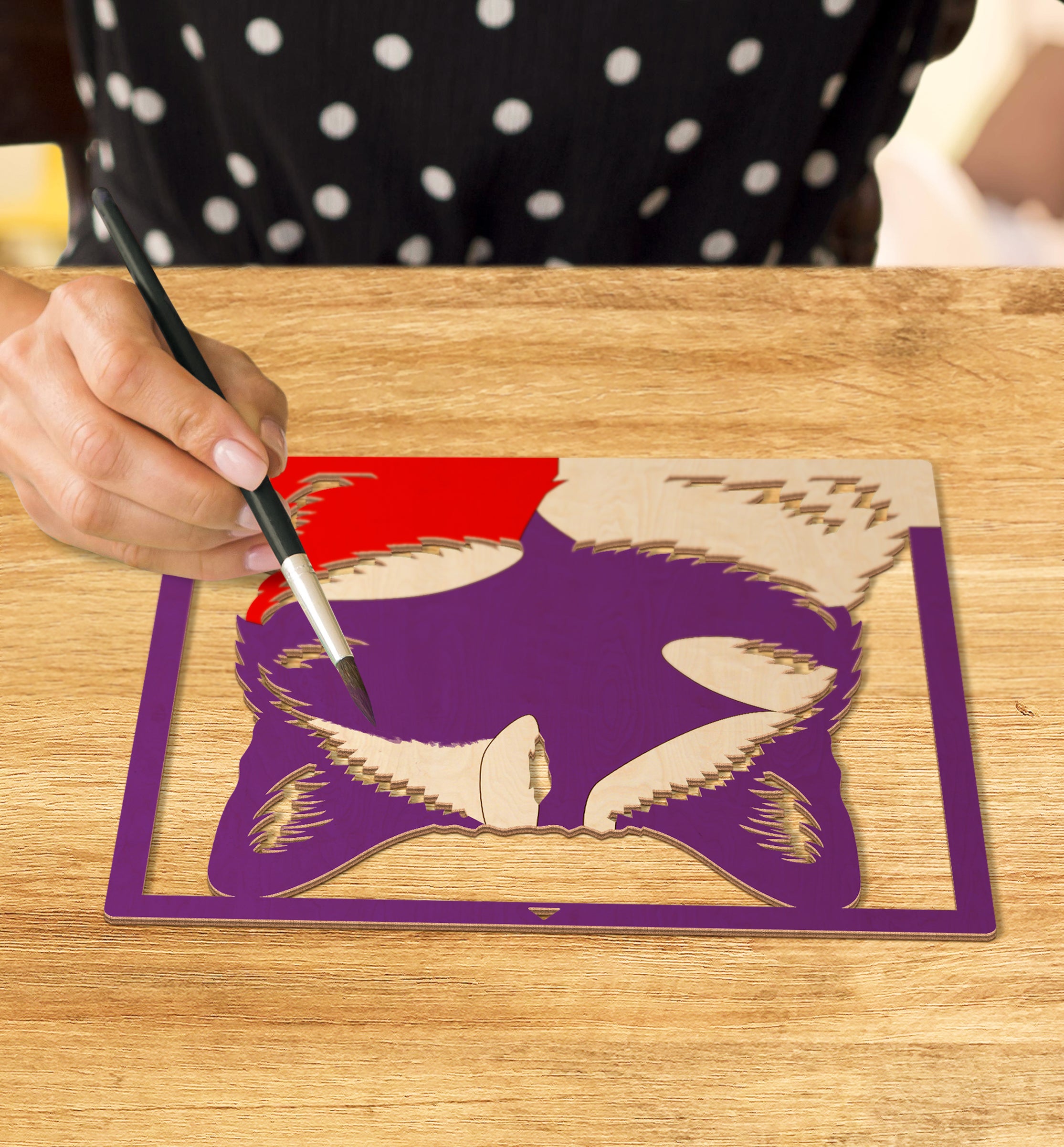 Cat wooden art kit, Cat craft kit for kids, Layered cat painting set, DIY cat craft, Cute cat wooden art, Cat wall décor, Kids cat activity kit, Cat lover craft project.