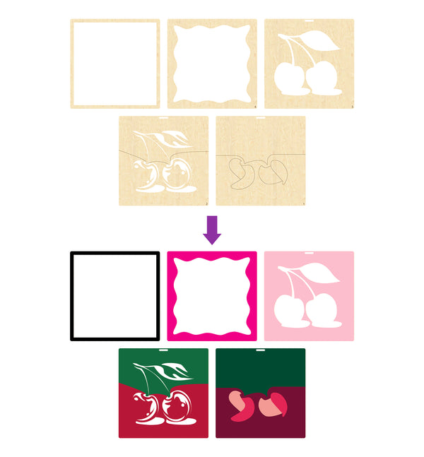 Wooden Cherry Pop Art Craft Kit