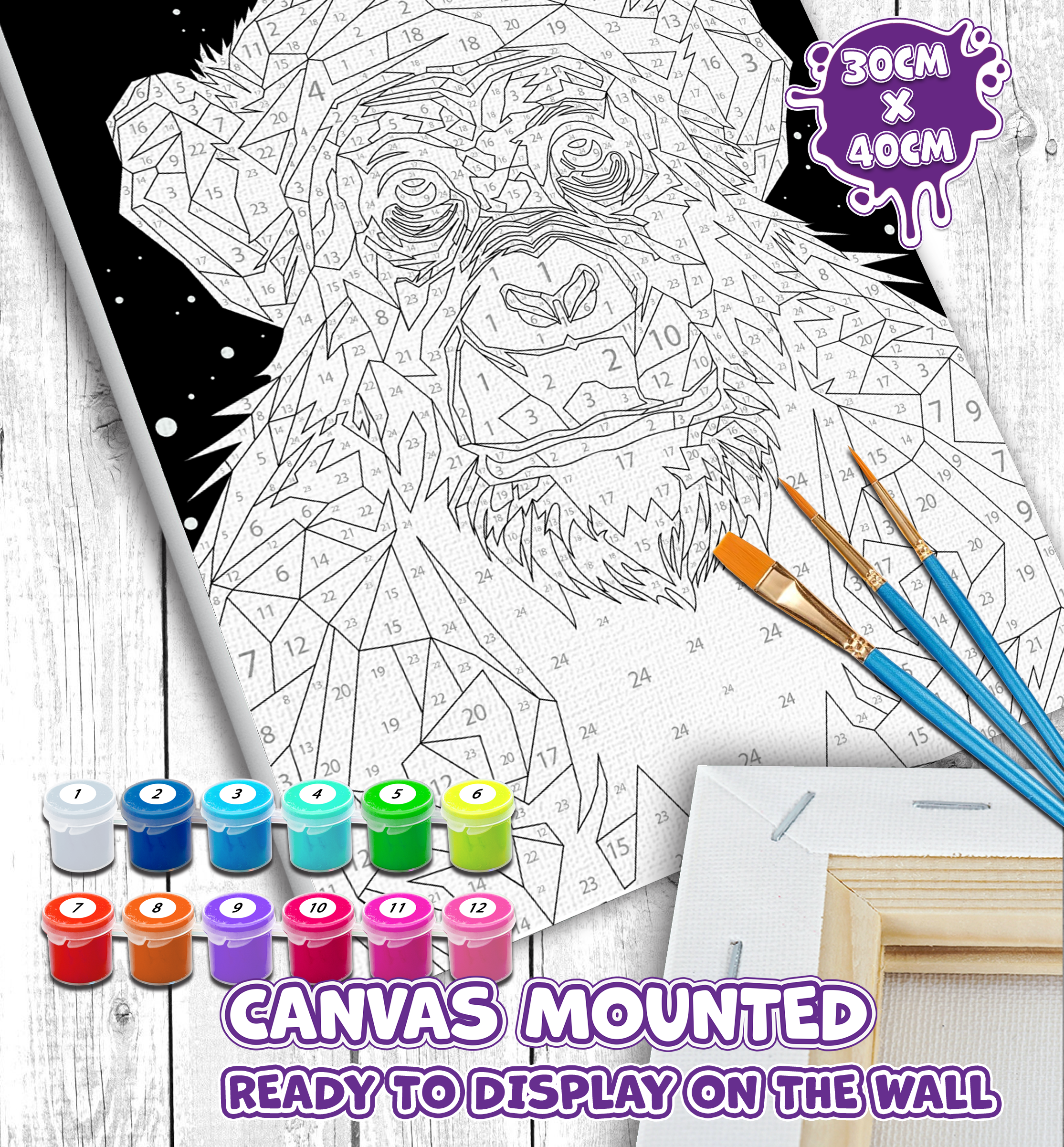 Monkey paint by number, Monkey painting, Monkey painting for kids, Monkey painting easy, Monkey painting by numbers uk, Monkey painting set, washable acrylic paints, Monkey gifts for girls, paint by number on canvas, paint by numbers ready for wall mounting, paint by numbers for kids, paint by numbers for beginners, paint by numbers for children, framed paint by numbers, monkey gifts for girls, gifts for monkey lovers, monkey gifts for women, monkey gifts for kid, arts and crafts for adults