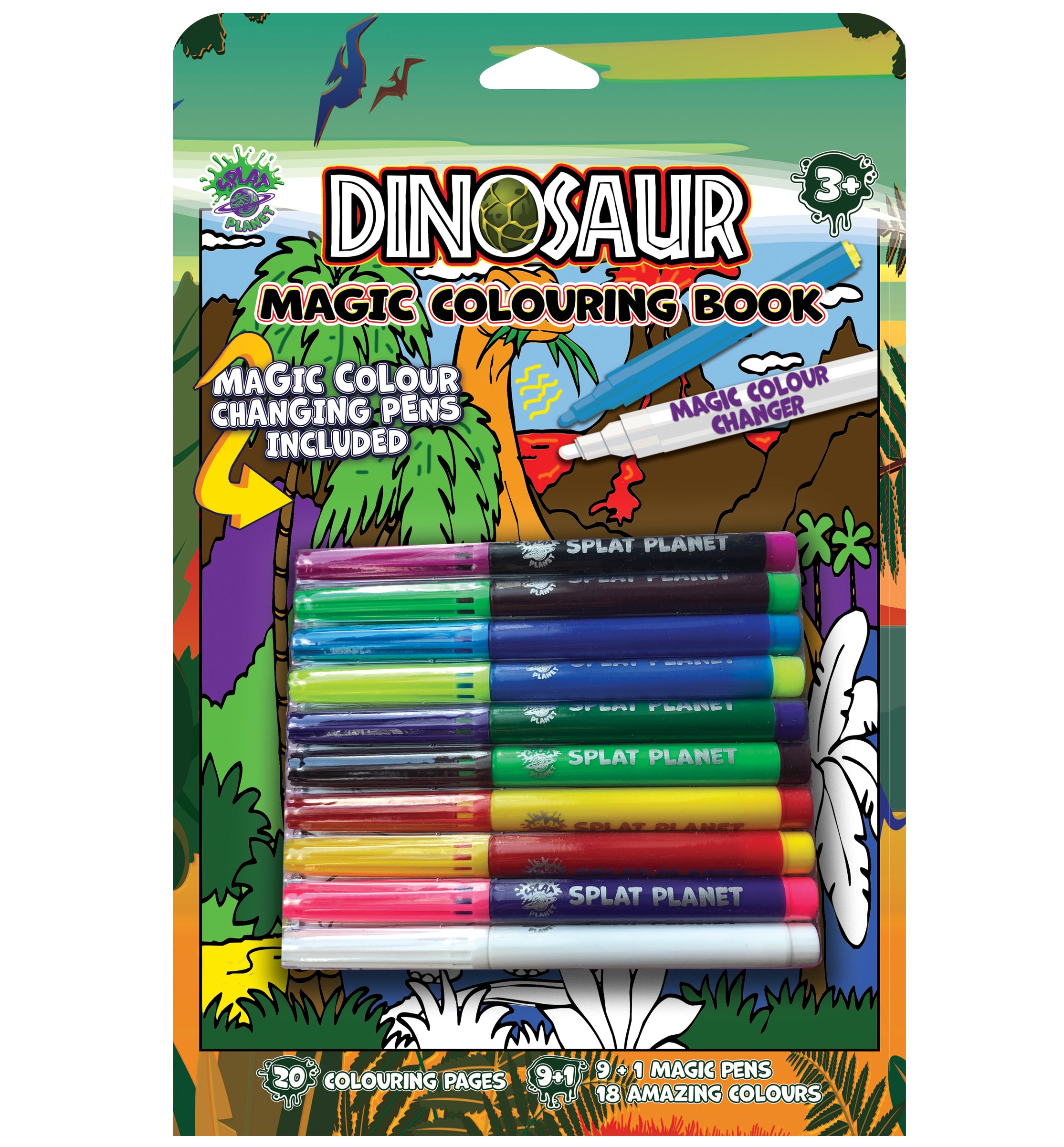 Dinosaurs, T-rex, tyrannosaurus, Triceratops, Velociraptors, Stegosaurus, Apatosaurus, jungle, Fibracolour, fibra colour, magic colour changing pens, colour changing, magic pens, felt tips, Princess colouring book, Mermaid, fairies, Princess, Fairytale, magic colouring book, childrens gift, kids unique present, amazing colouring book,