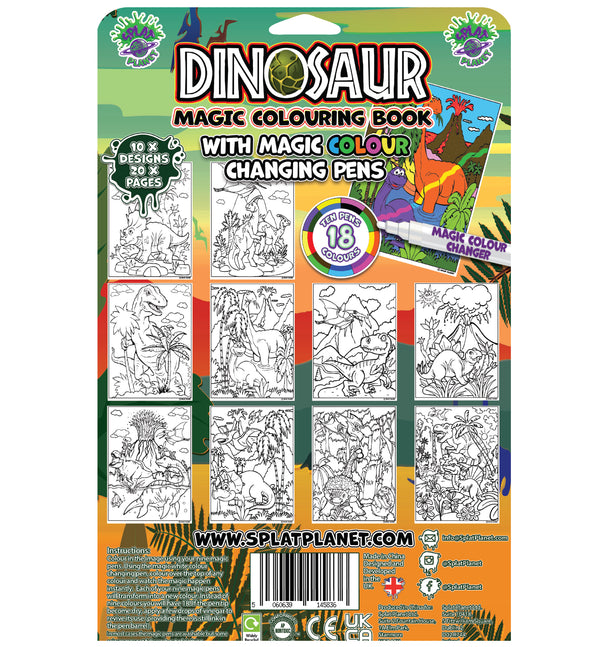 Dinosaurs, T-rex, tyrannosaurus, Triceratops, Velociraptors, Stegosaurus, Apatosaurus, jungle, Fibracolour, fibra colour, magic colour changing pens, colour changing, magic pens, felt tips, Princess colouring book, Mermaid, fairies, Princess, Fairytale, magic colouring book, childrens gift, kids unique present, amazing colouring book,