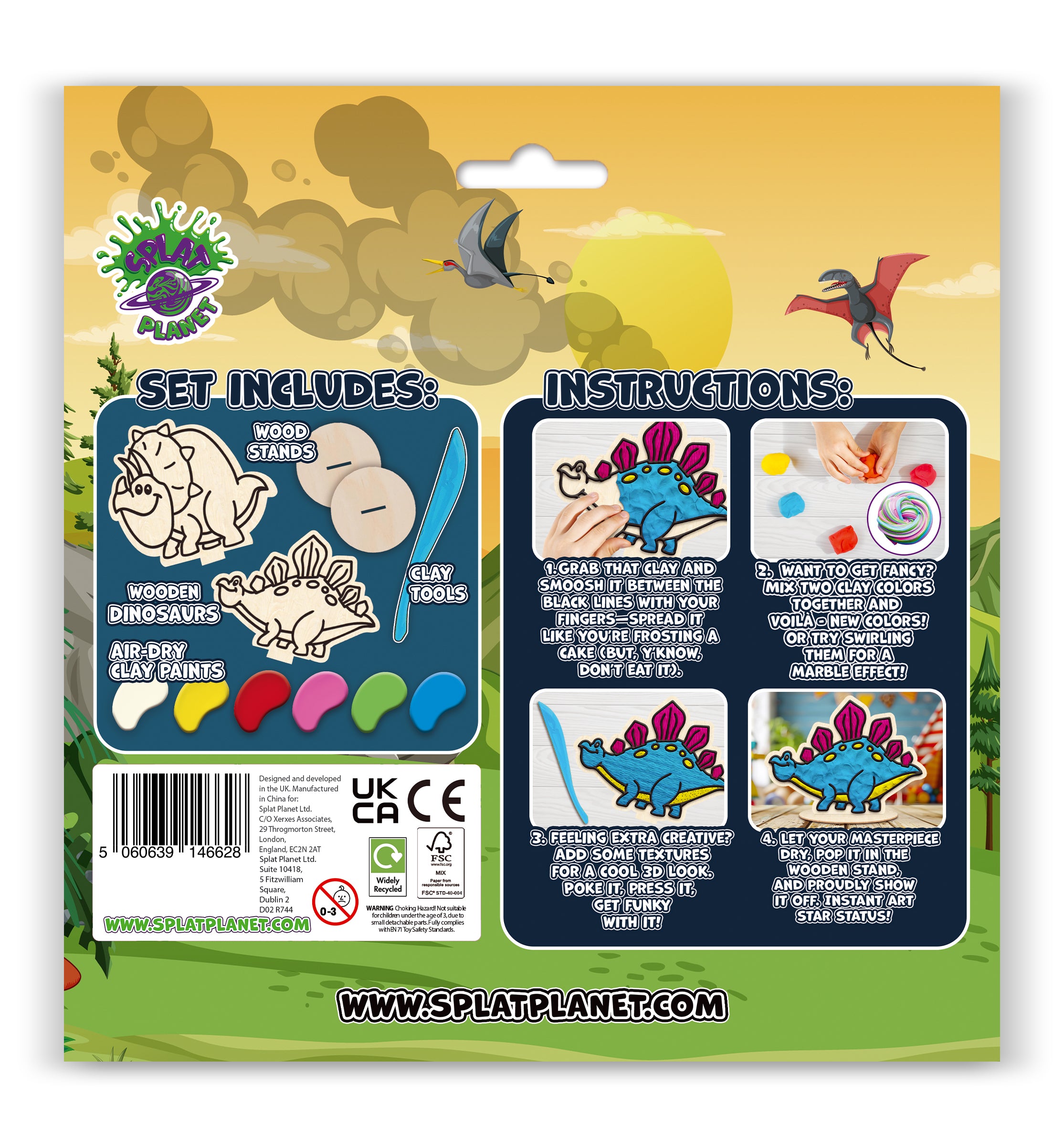 Dinosaur clay colouring kit, Dinosaur clay art set, Dino modelling craft for kids, Prehistoric clay colouring activity, DIY Dinosaur craft kit, Kids dinosaur sensory art, Dinosaur creative project, Non-toxic Dinosaur clay kit, T-Rex clay craft, Fun Dino activity for children.