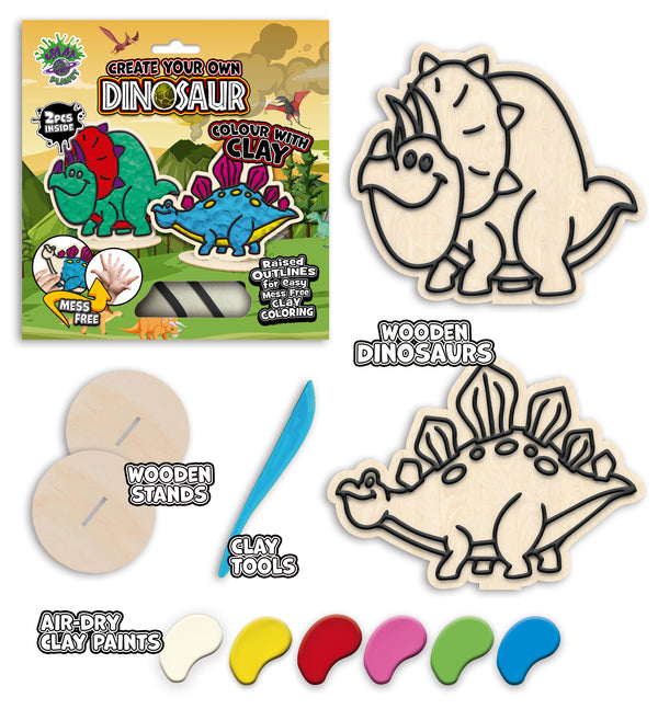 Dinosaur clay colouring kit, Dinosaur clay art set, Dino modelling craft for kids, Prehistoric clay colouring activity, DIY Dinosaur craft kit, Kids dinosaur sensory art, Dinosaur creative project, Non-toxic Dinosaur clay kit, T-Rex clay craft, Fun Dino activity for children.