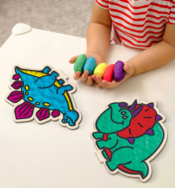 Dinosaur clay colouring kit, Dinosaur clay art set, Dino modelling craft for kids, Prehistoric clay colouring activity, DIY Dinosaur craft kit, Kids dinosaur sensory art, Dinosaur creative project, Non-toxic Dinosaur clay kit, T-Rex clay craft, Fun Dino activity for children.