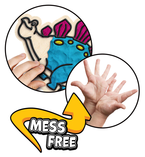 Dinosaur clay colouring kit, Dinosaur clay art set, Dino modelling craft for kids, Prehistoric clay colouring activity, DIY Dinosaur craft kit, Kids dinosaur sensory art, Dinosaur creative project, Non-toxic Dinosaur clay kit, T-Rex clay craft, Fun Dino activity for children.