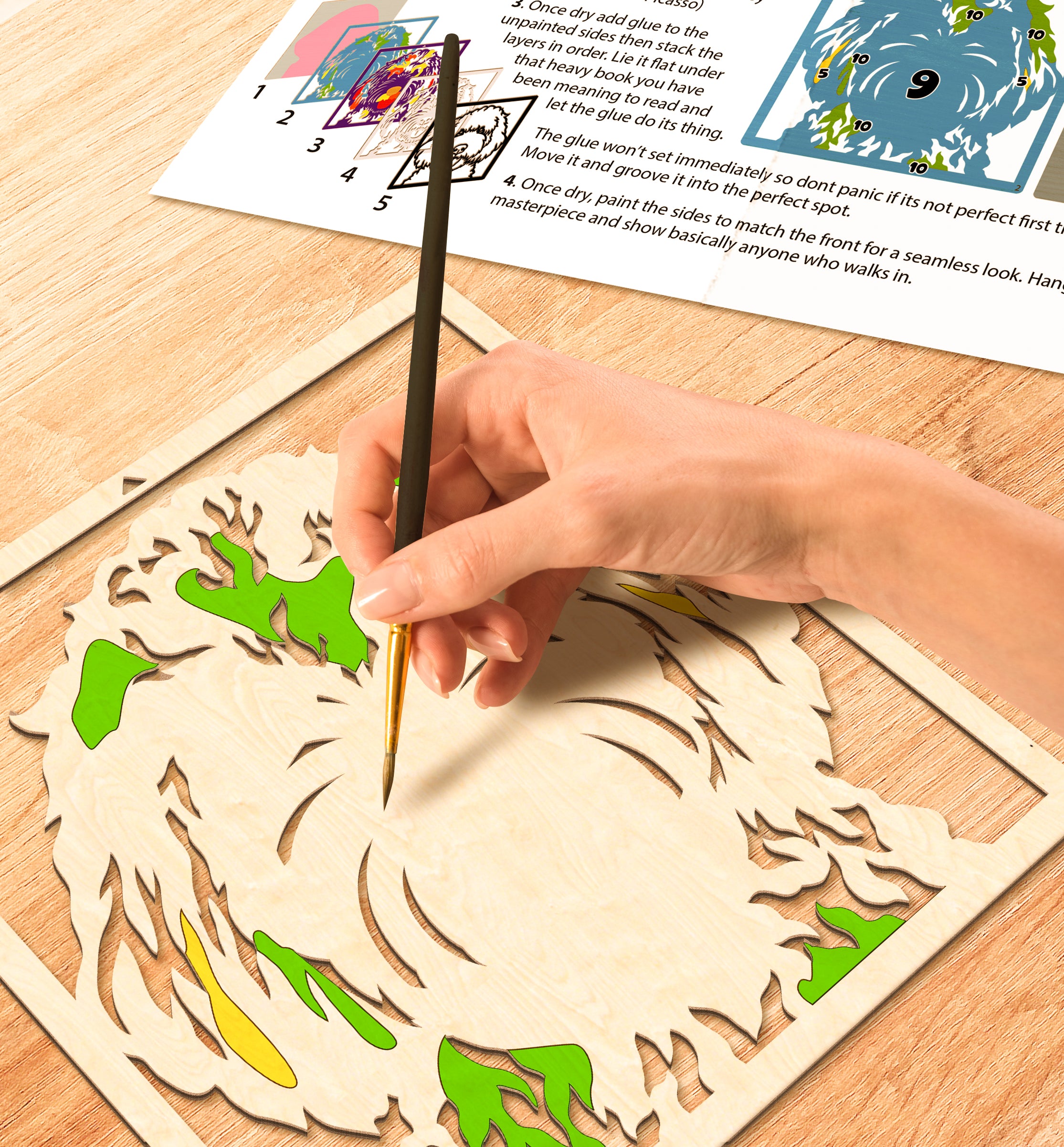 Doodle dog wooden art kit, Doodle dog craft kit for kids, Wooden dog painting set, DIY pet art kit, Layered doodle dog wood art, Fluffy dog wall décor, Kids doodle dog craft activity, Dog lover craft gift, Creative dog project.