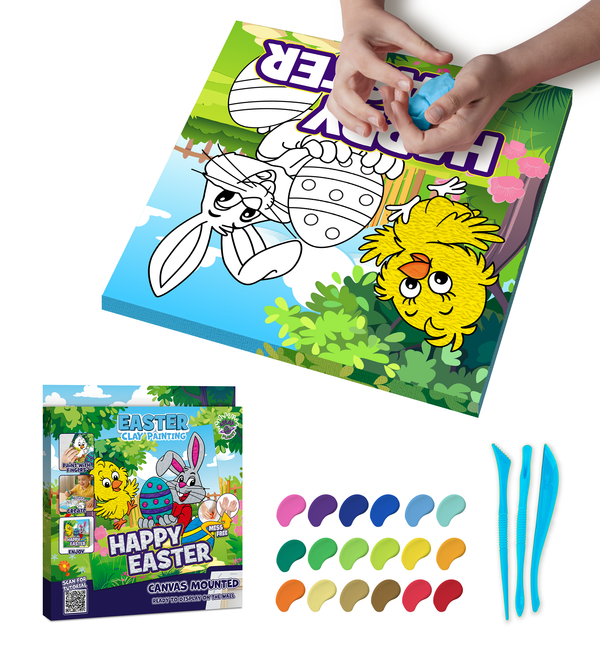 Easter Chick and Bunny Clay Painting 30x30 cm