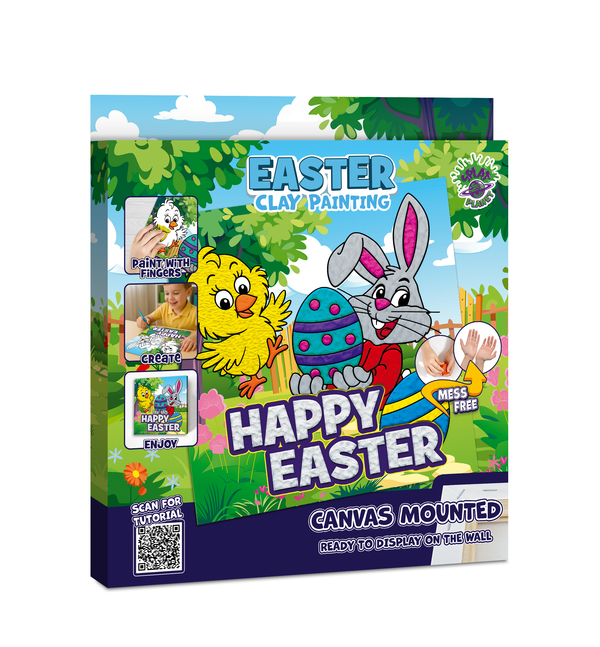 Easter Chick and Bunny Clay Painting 30x30 cm