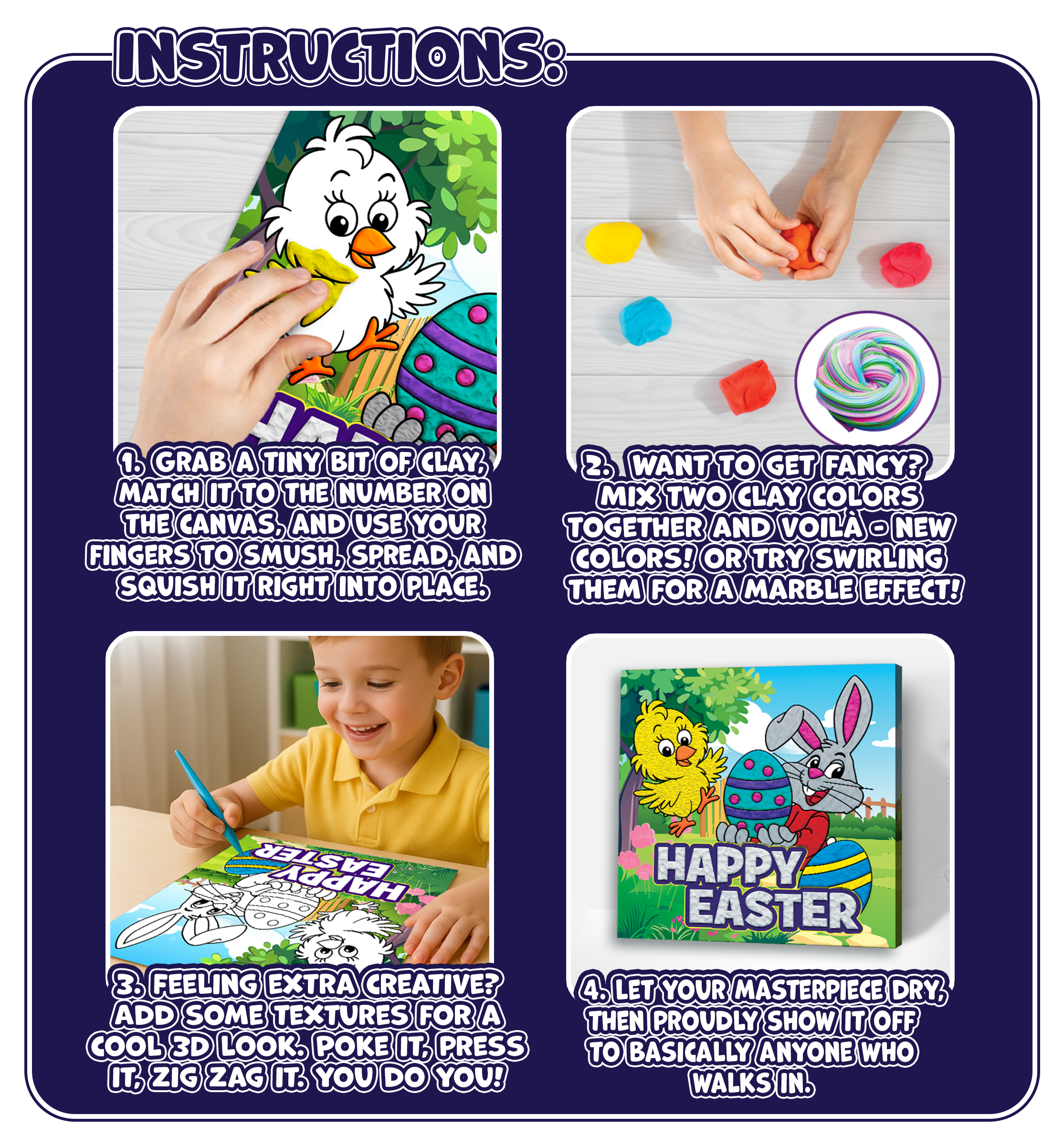 Easter Chick and Bunny Clay Painting 30x30 cm