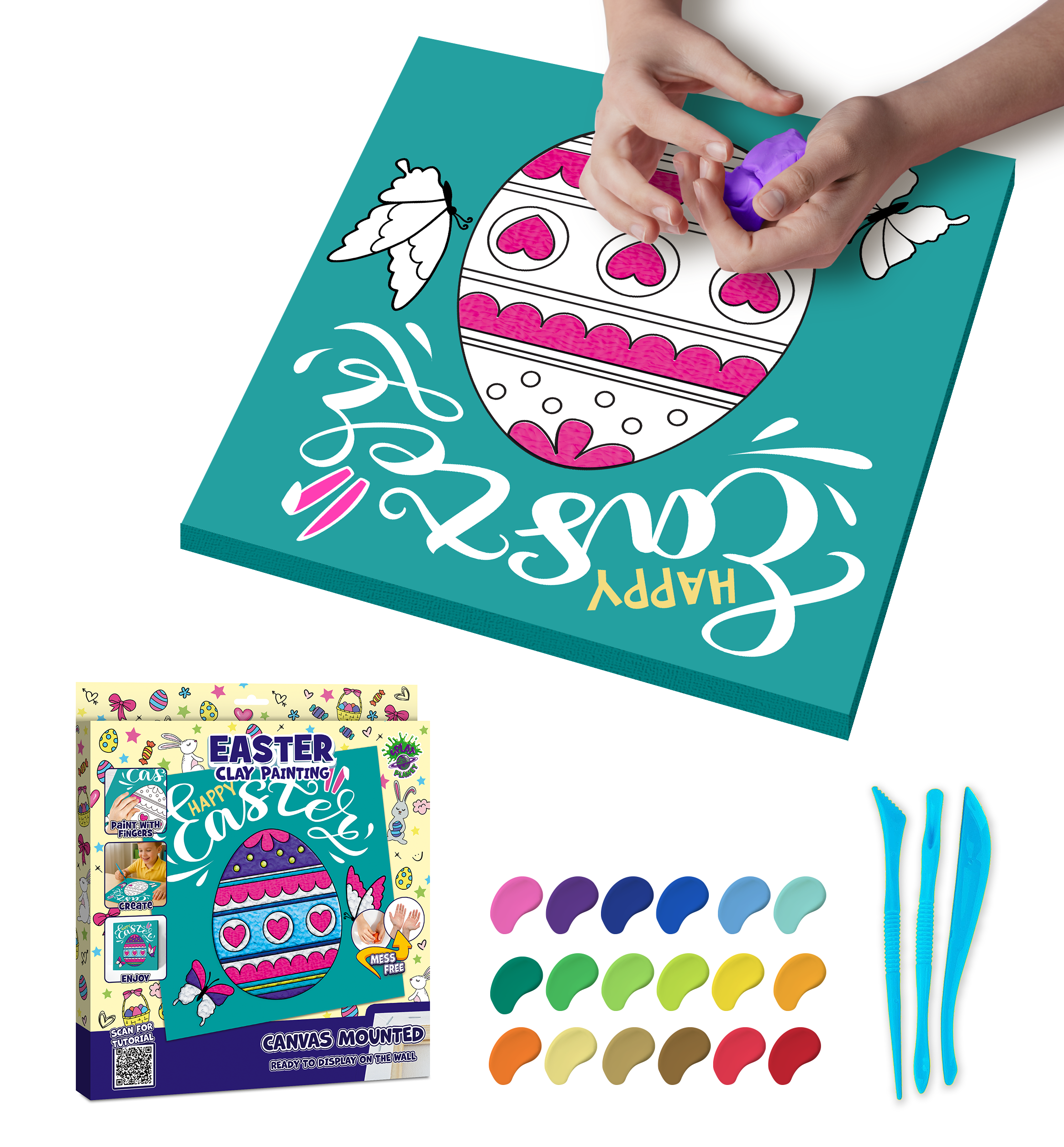 Easter Egg Clay Painting 30x30 cm