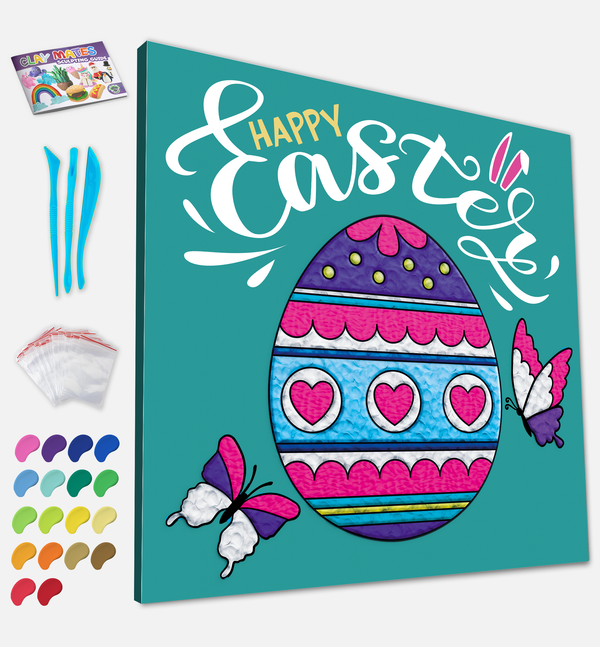 Easter Egg Clay Painting 30x30 cm