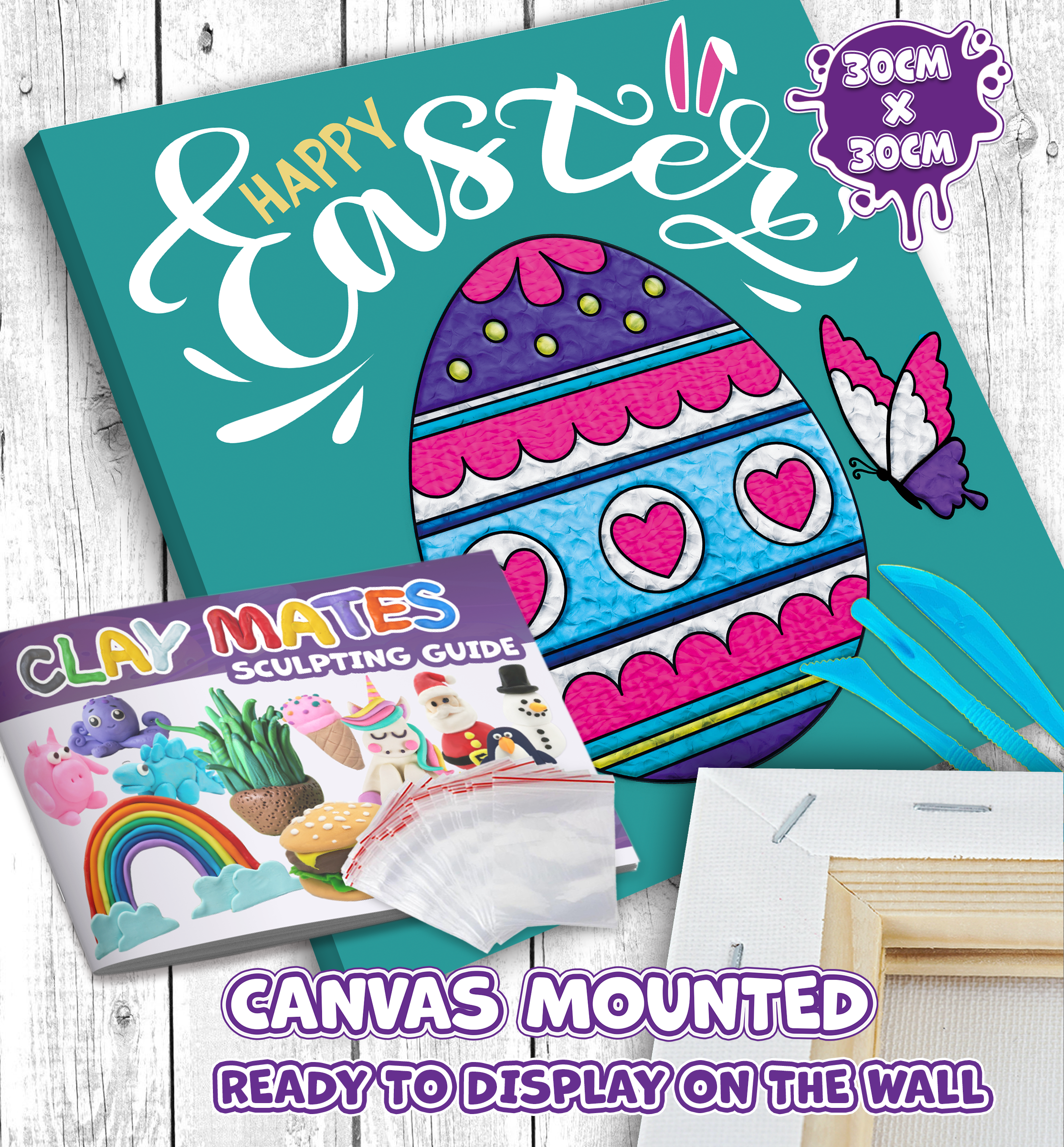 Easter Egg Clay Painting 30x30 cm