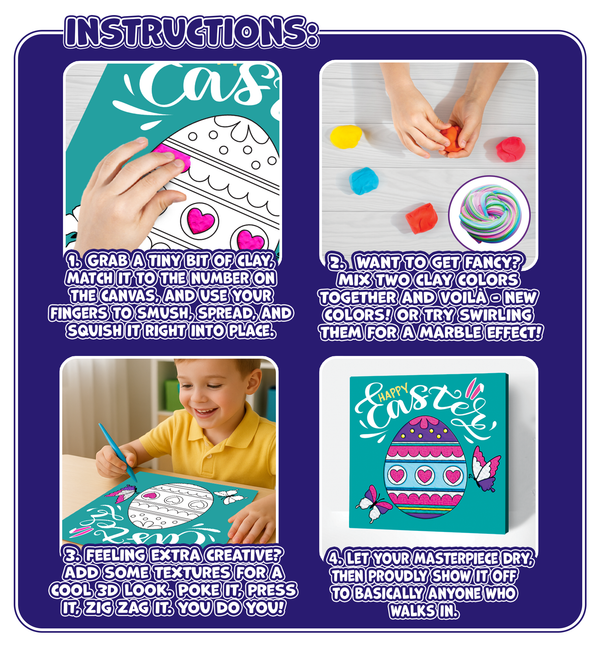 Easter Egg Clay Painting 30x30 cm