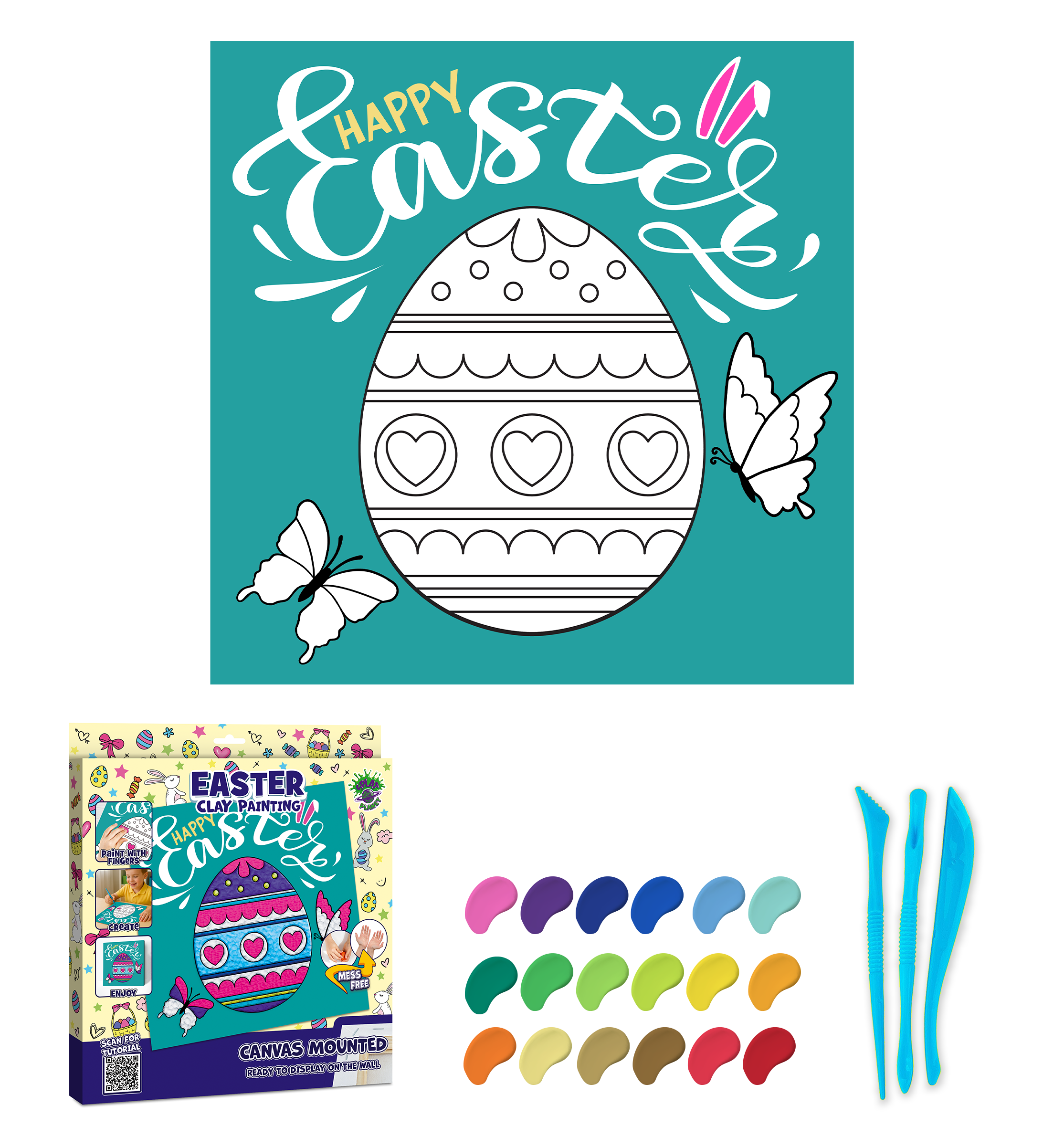 Easter Egg Clay Painting 30x30 cm