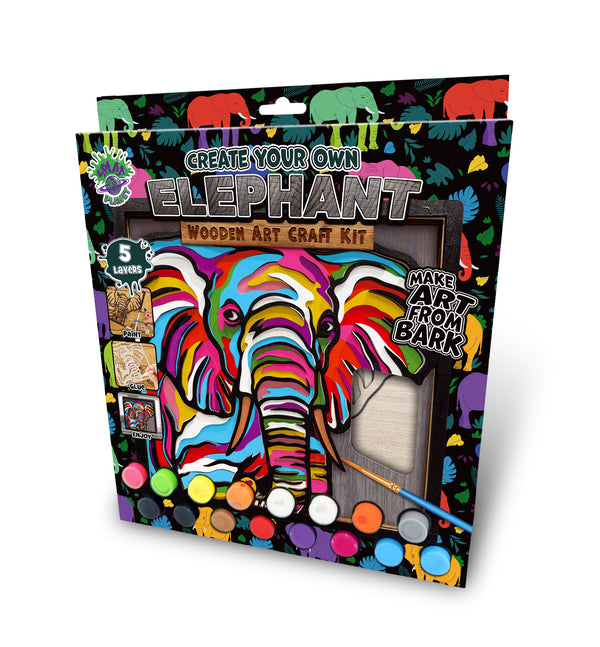 Elephant wooden art kit, Elephant craft kit for kids, Safari animal wood art, DIY Elephant craft, Layered Elephant painting set, Jungle themed wooden décor, Elephant wall art, Kids Elephant activity kit, Creative Elephant project, Wooden wildlife craft.