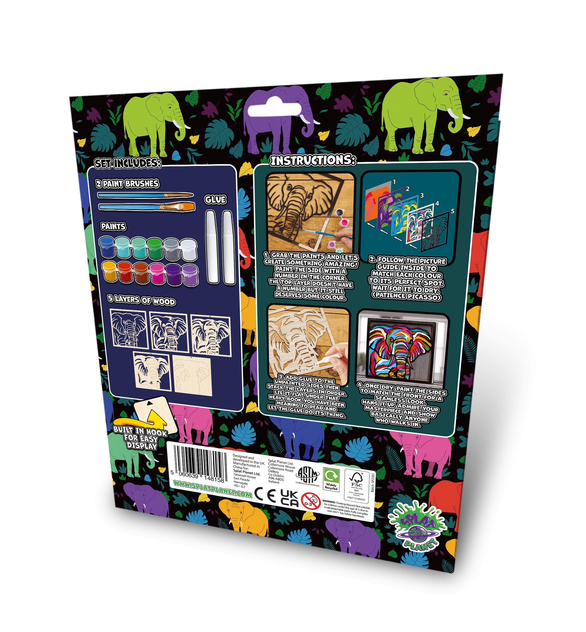 Elephant wooden art kit, Elephant craft kit for kids, Safari animal wood art, DIY Elephant craft, Layered Elephant painting set, Jungle themed wooden décor, Elephant wall art, Kids Elephant activity kit, Creative Elephant project, Wooden wildlife craft.