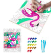 Flamingo clay painting kit with canvas mounted art board, colourful air-dry clay and sculpting tools, offering mess-free sensory play and screen-free creative crafting.