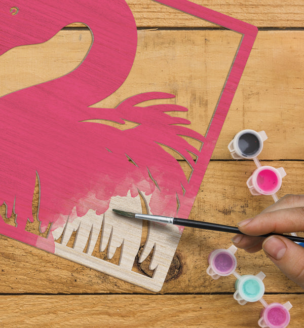 Flamingo wooden art kit, Flamingo craft kit for kids, Layered Flamingo wood art, DIY Flamingo painting set, Tropical bird décor craft, Flamingo wall art, Kids Flamingo activity kit, Creative Flamingo project.