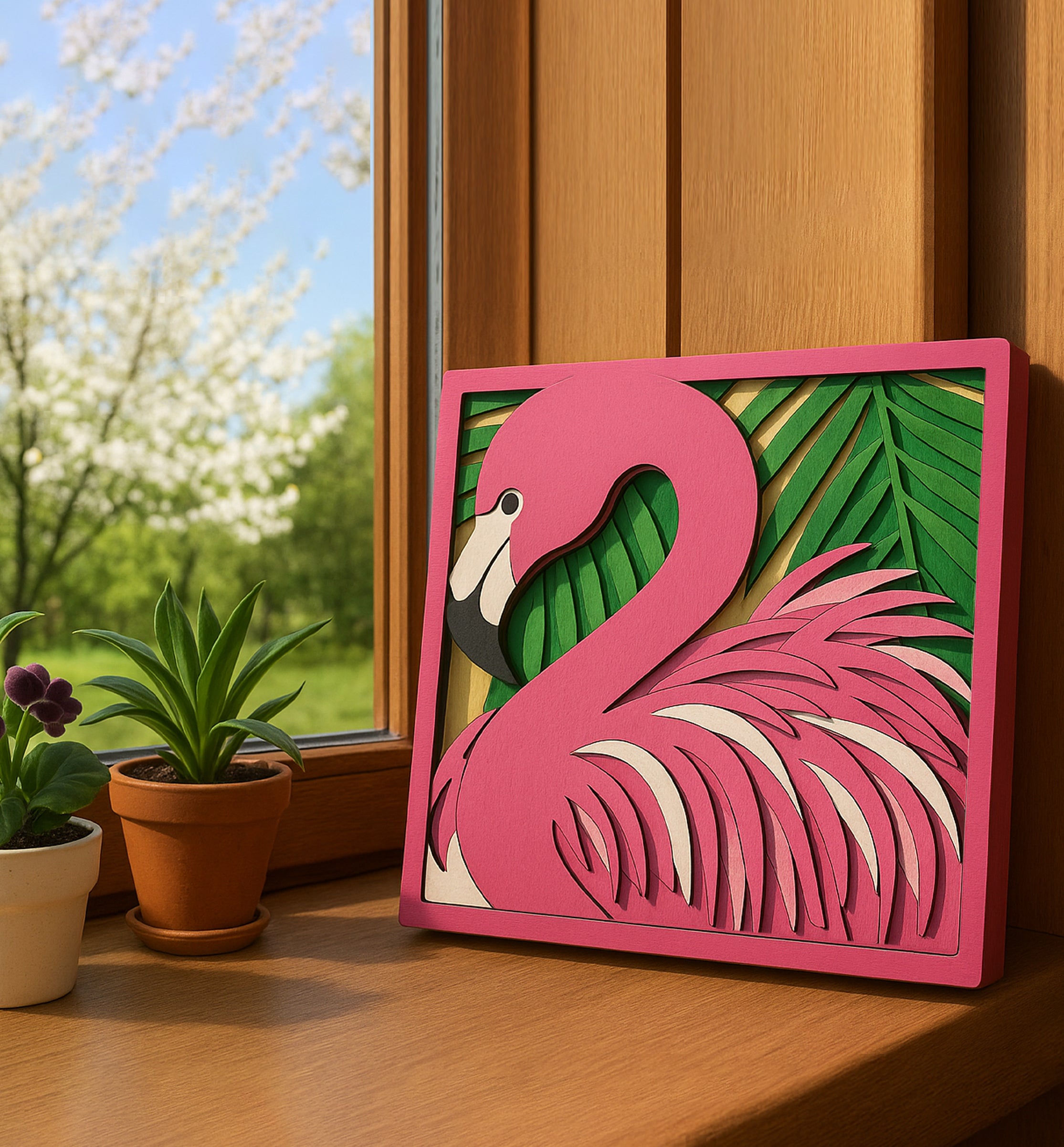 Flamingo wooden art kit, Flamingo craft kit for kids, Layered Flamingo wood art, DIY Flamingo painting set, Tropical bird décor craft, Flamingo wall art, Kids Flamingo activity kit, Creative Flamingo project.