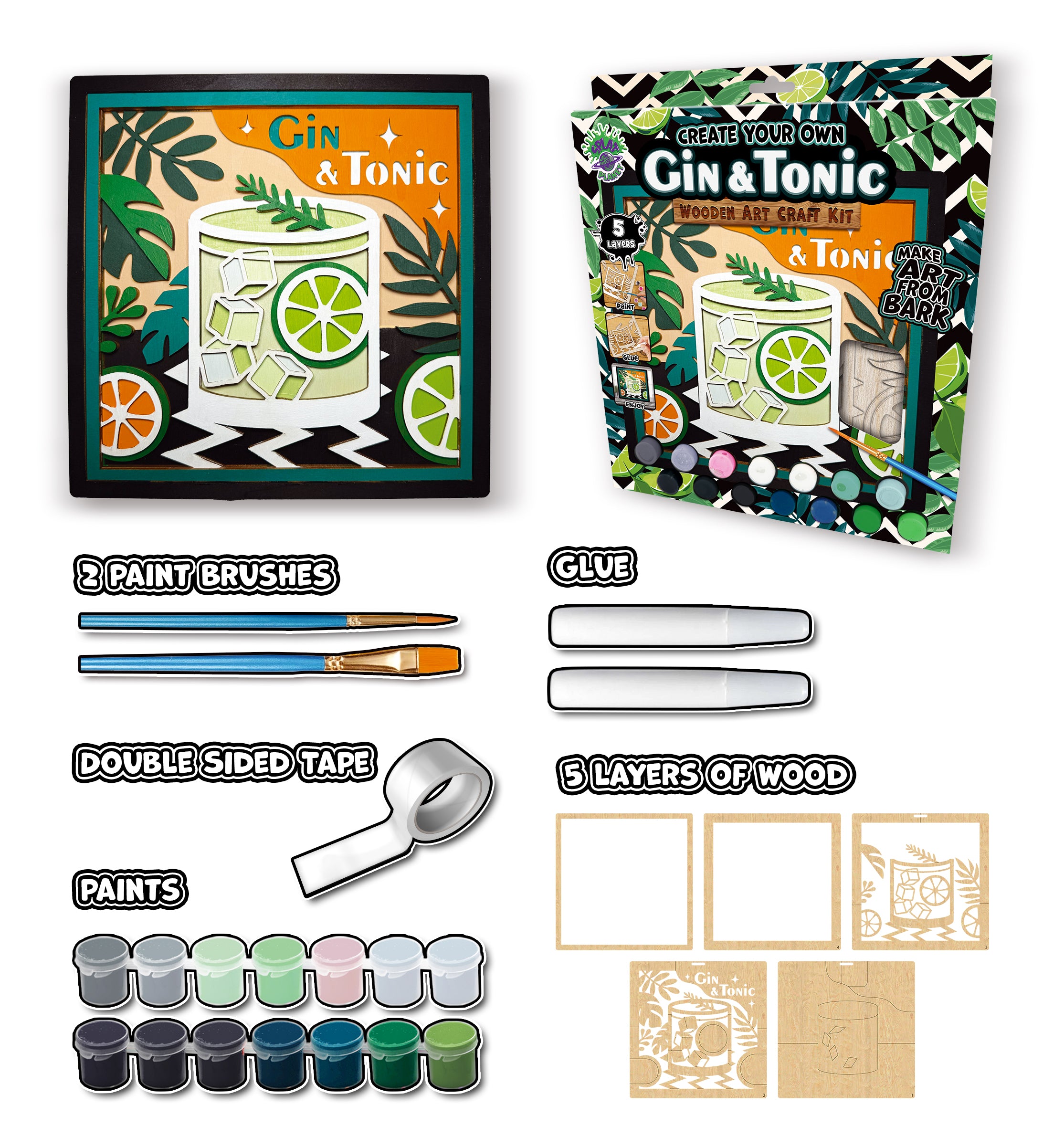 Wooden Gin & Tonic Art Craft Kit