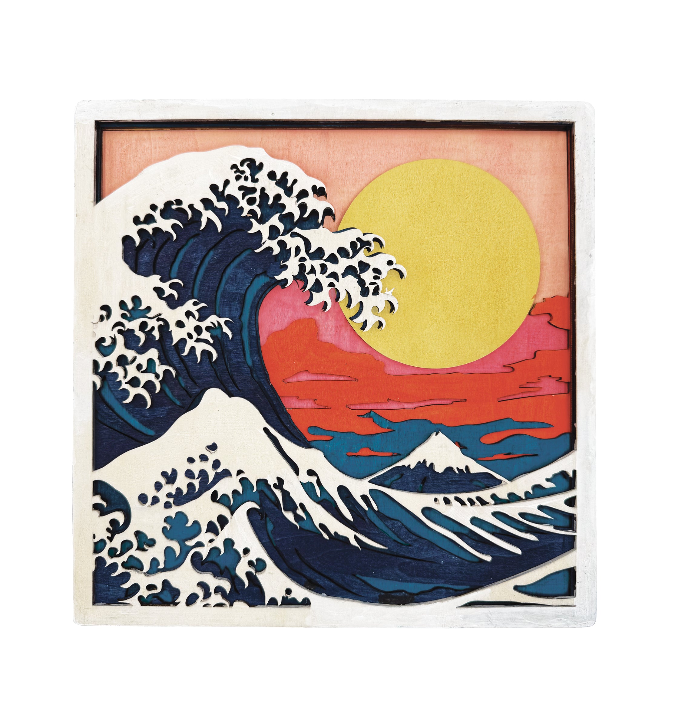 Great Wave wooden art kit, Japanese Wave craft kit, Hokusai inspired wooden art, Ocean wave wood layers, DIY Wave painting set, Traditional wave wall art, Kids Japanese art craft, Great Wave décor craft, Water themed art kit, Layered ocean wooden art, Creative Wave project.