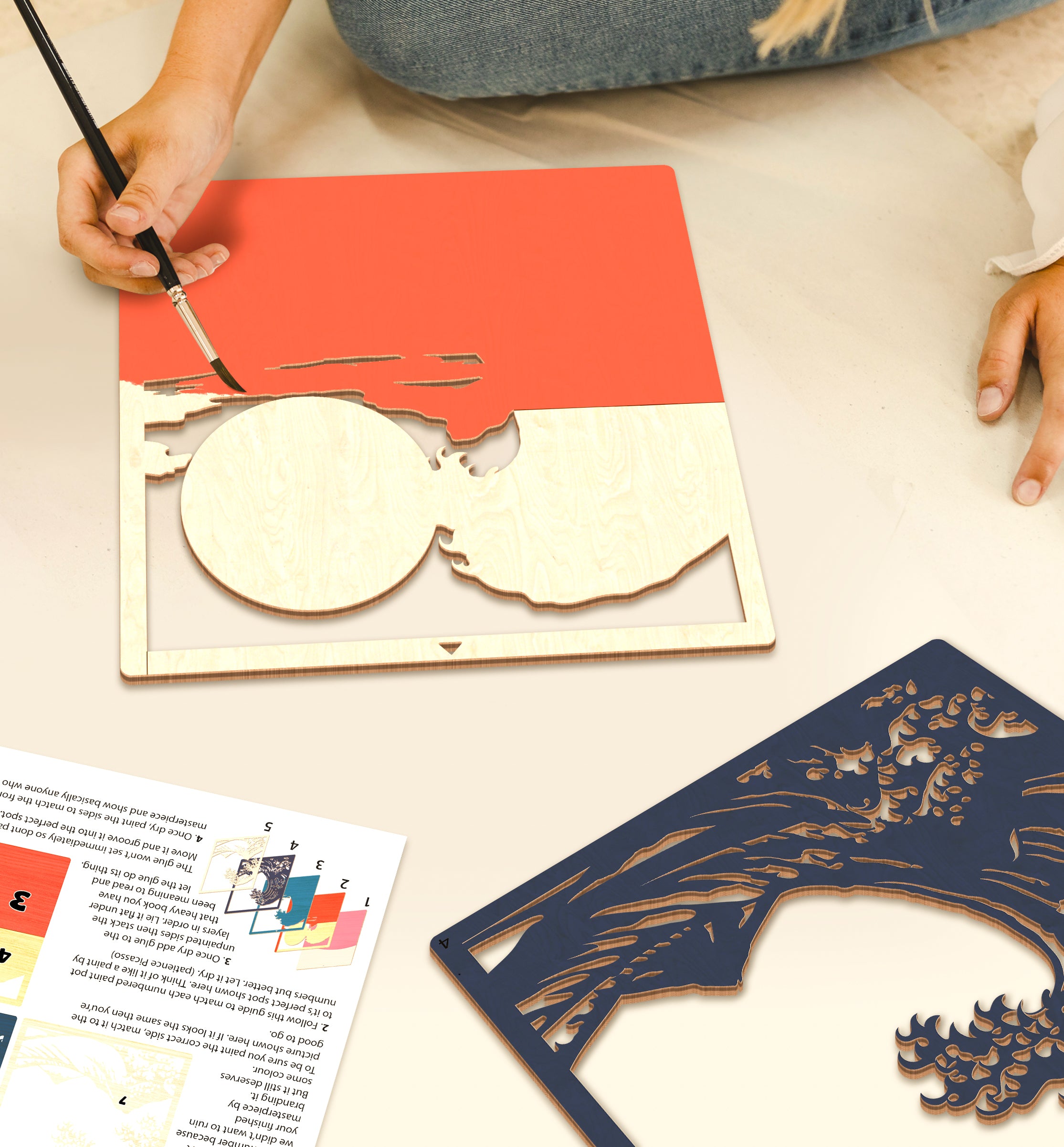 Great Wave wooden art kit, Japanese Wave craft kit, Hokusai inspired wooden art, Ocean wave wood layers, DIY Wave painting set, Traditional wave wall art, Kids Japanese art craft, Great Wave décor craft, Water themed art kit, Layered ocean wooden art, Creative Wave project.

