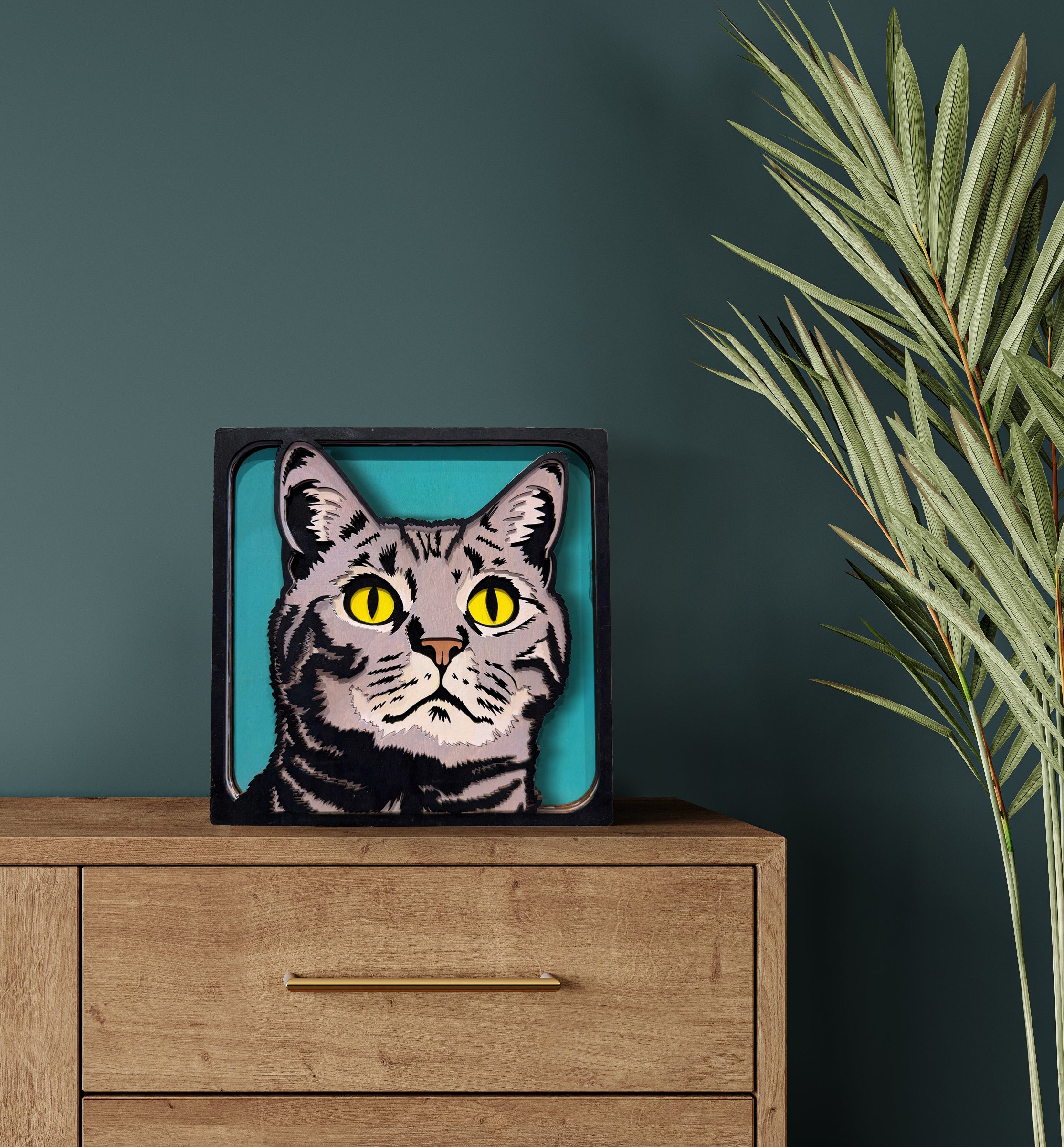 Wooden Grey Cat Art Kit