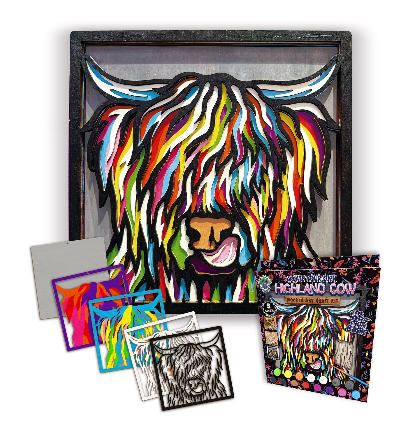 Wooden Highland Cow Art Kit