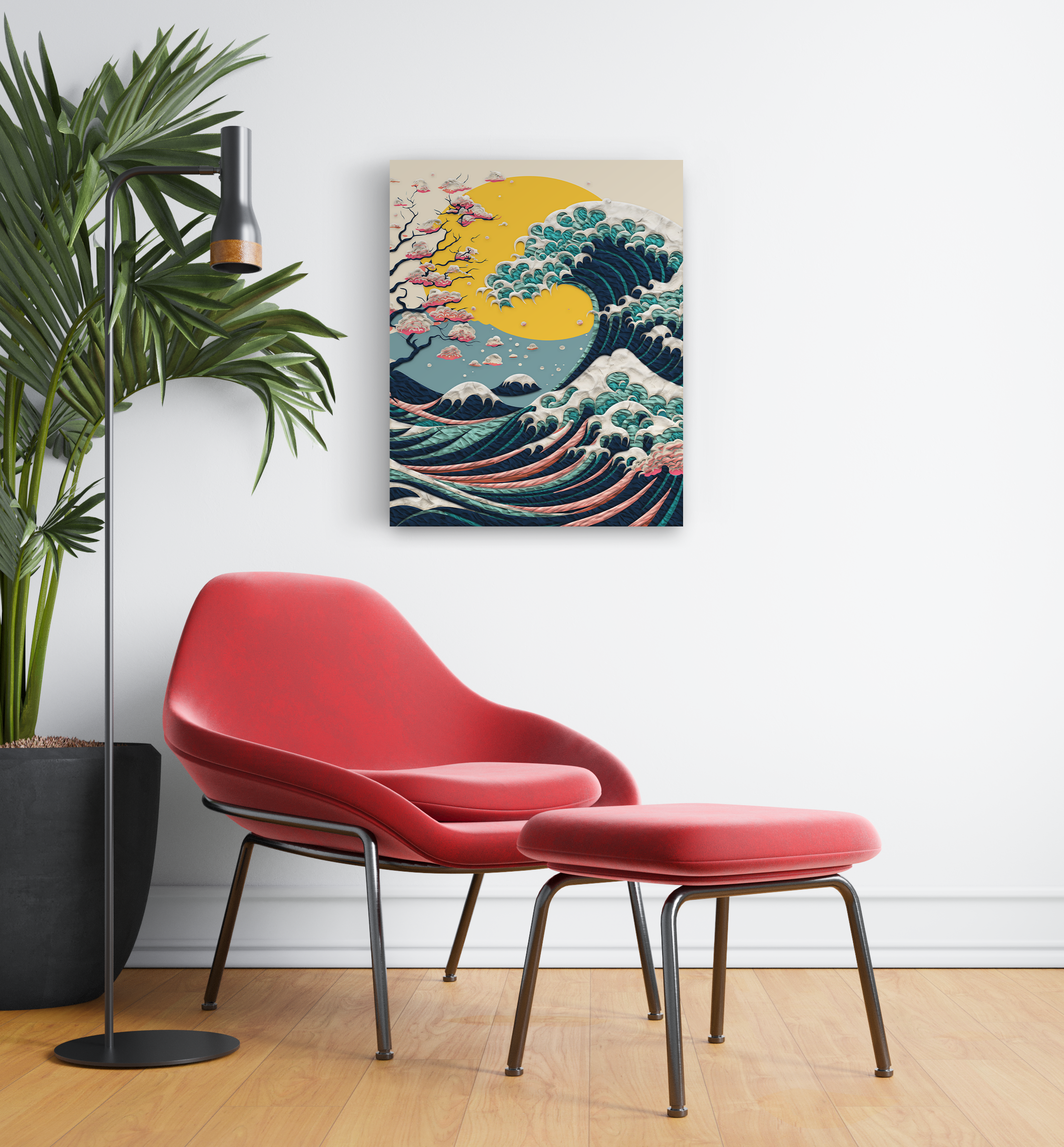 Great Wave clay painting kit with canvas mounted art board, colourful air-dry clay and sculpting tools, offering mess-free sensory play and screen-free creative crafting.