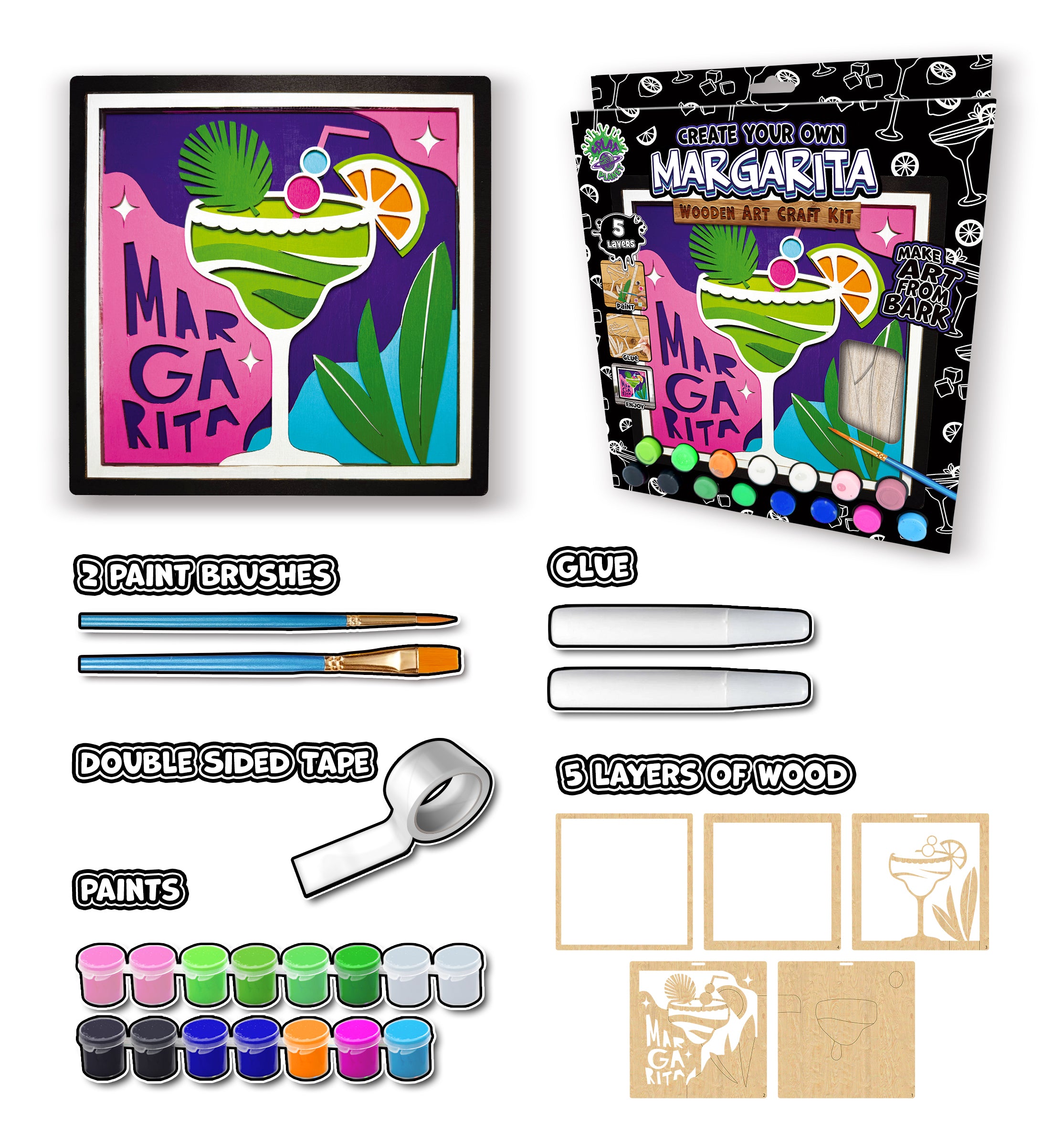 Wooden Margarita Art Craft Kit