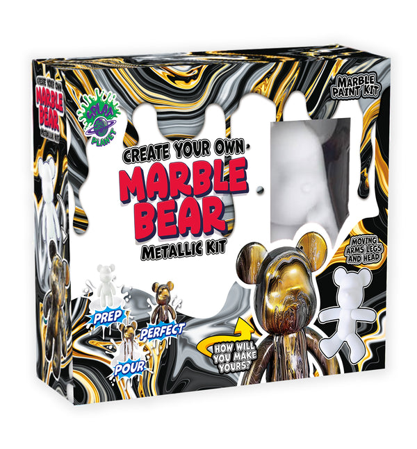 marble bear craft kit, pour painting kit, diy painting set for kids, neon art kit, metallic art kit, metallic pouring paint, neon pouring paint, arts and crafts toys, Fluid bear, painting for girls boys, splat planet bear, kids creative gift, diy toy craft, educational art supplies, birthday gifts for children, fun indoor activities, art projects for kids