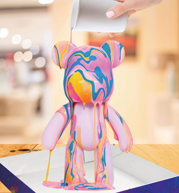 marble bear craft kit, pour painting kit, diy painting set for kids, neon art kit, metallic art kit, metallic pouring paint, neon pouring paint, arts and crafts toys, painting for girls boys, splat planet bear, kids creative gift, diy toy craft, educational art supplies, birthday gifts for children, fun indoor activities, art projects for kids