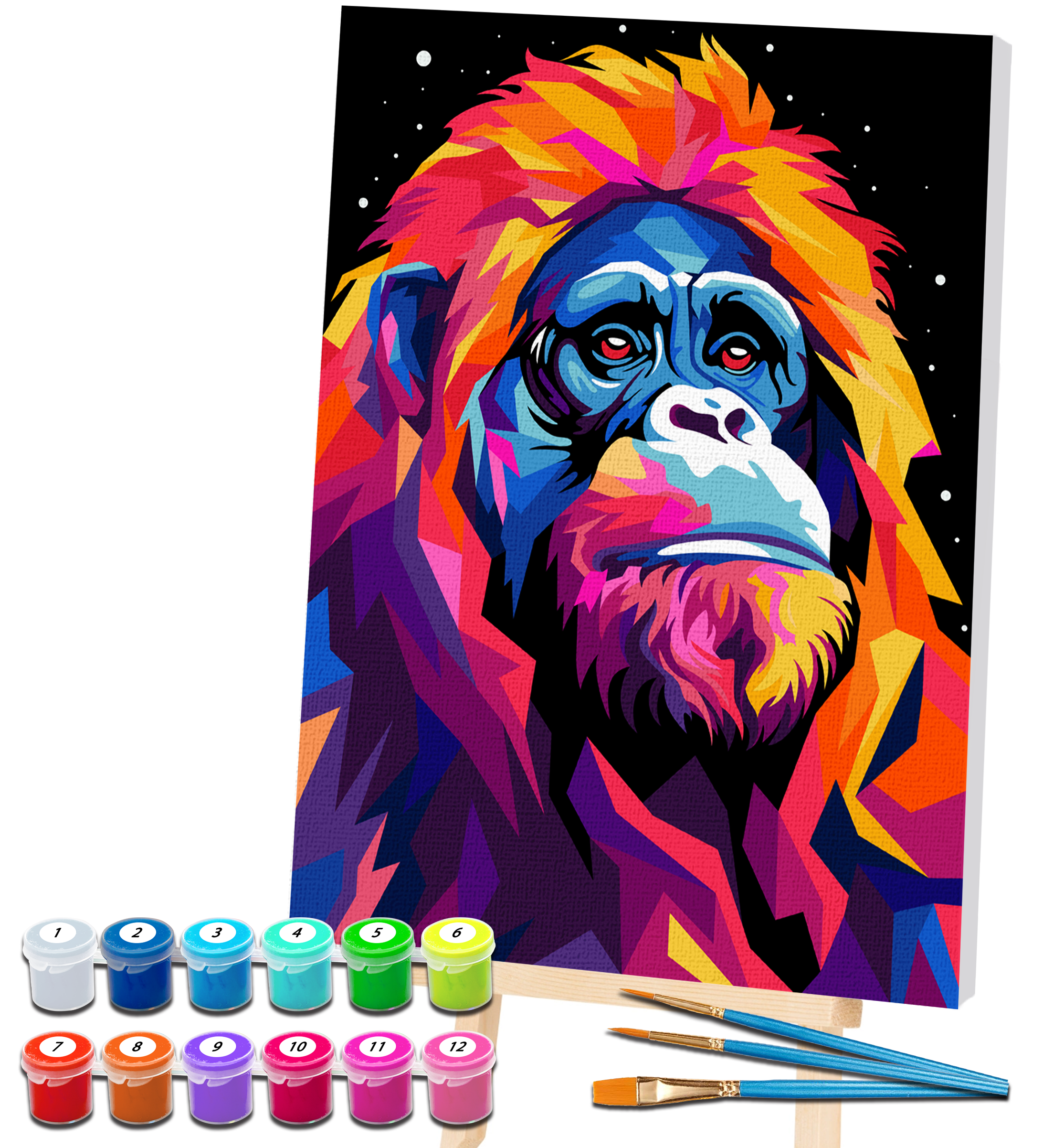 Monkey paint by number, Monkey painting, Monkey painting for kids, Monkey painting easy, Monkey painting by numbers uk, Monkey painting set, washable acrylic paints, Monkey gifts for girls, paint by number on canvas, paint by numbers ready for wall mounting, paint by numbers for kids, paint by numbers for beginners, paint by numbers for children, framed paint by numbers, monkey gifts for girls, gifts for monkey lovers, monkey gifts for women, monkey gifts for kid, arts and crafts for adults