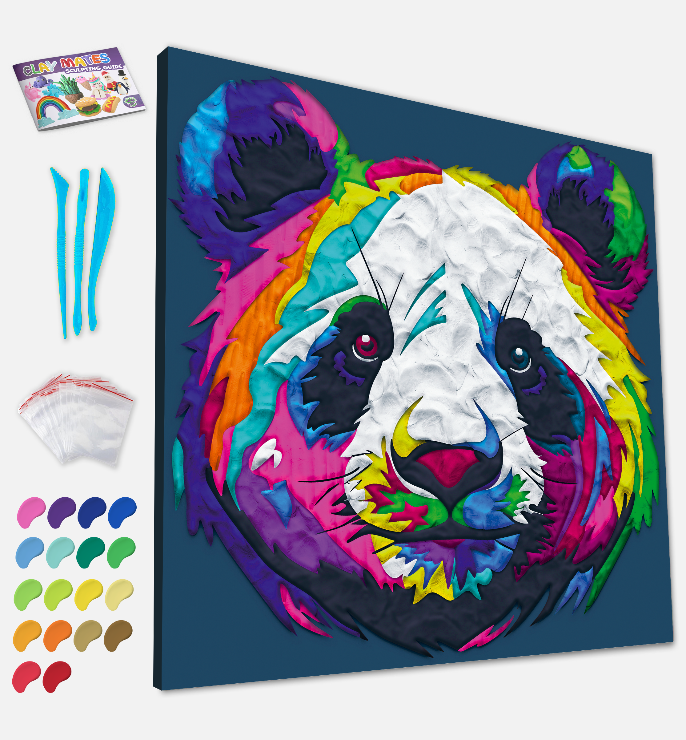 Panda Clay Painting 30x30cm