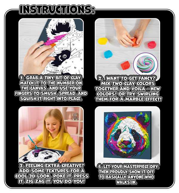 Panda Clay Painting 30x30cm