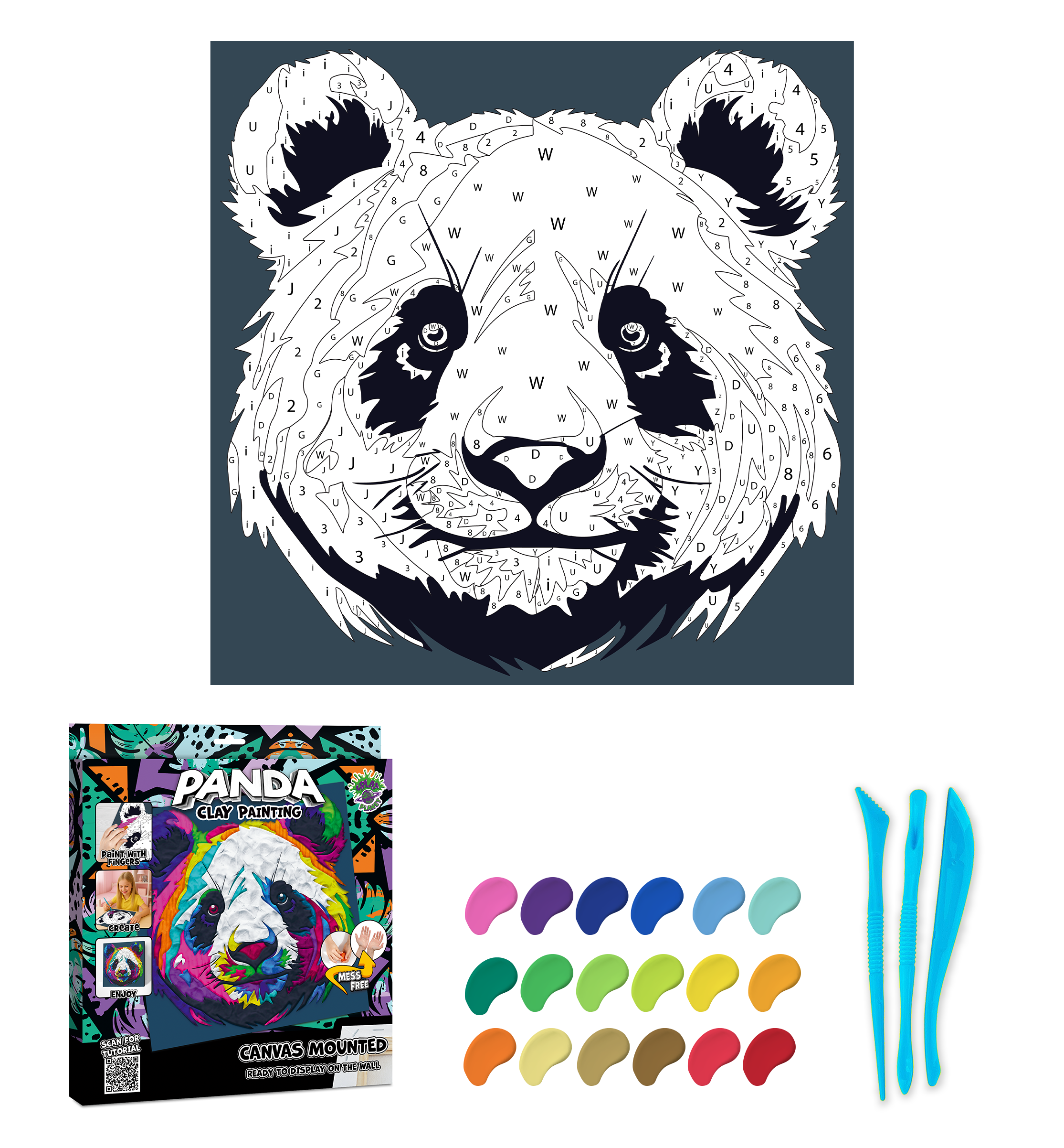 Panda Clay Painting 30x30cm