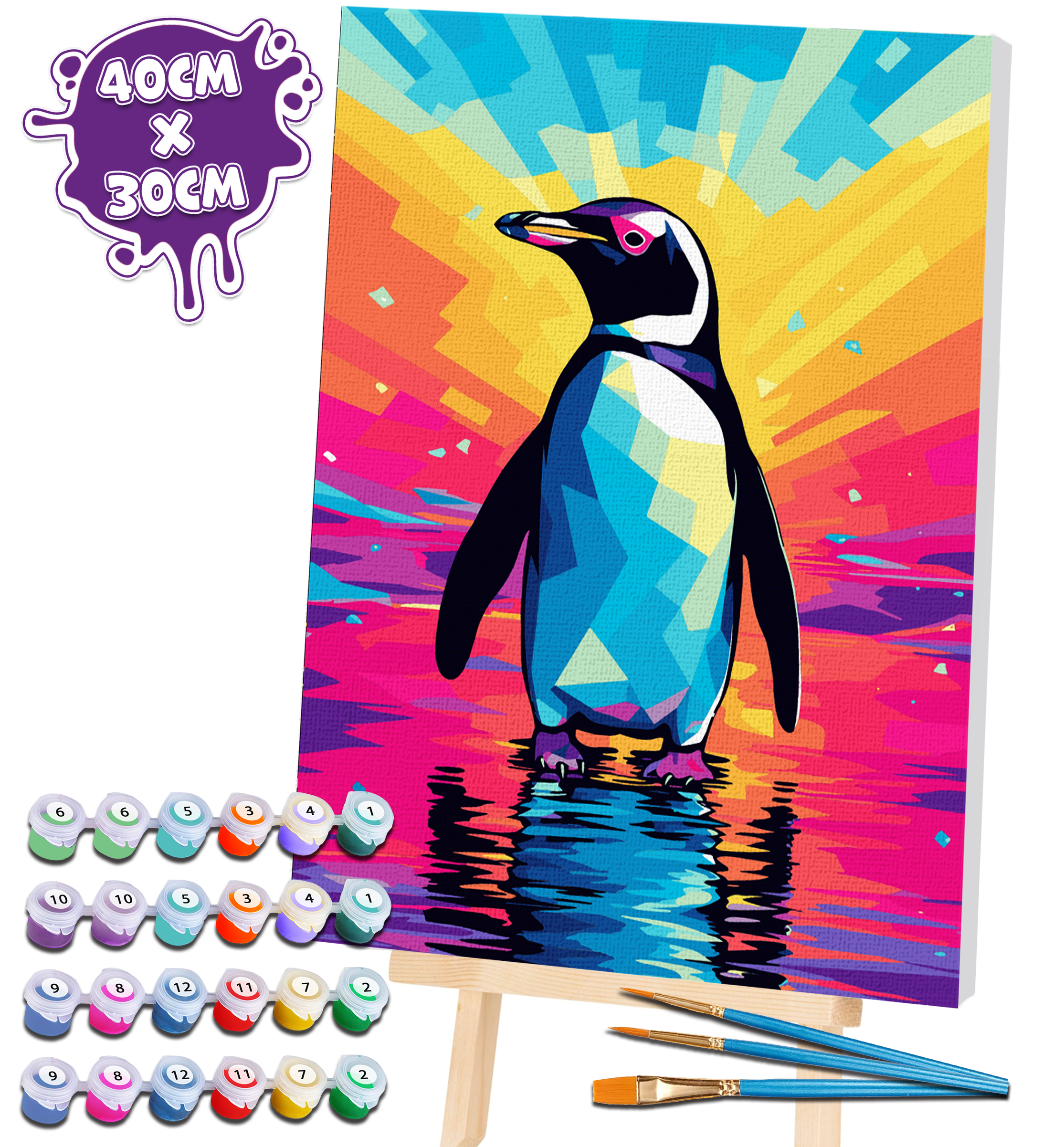 Penguin paint by number, Penguin painting, Penguin painting for kids, Penguin painting easy, Penguin painting by numbers uk, Penguin painting set, washable acrylic paints, Penguin gifts for girls, paint by number on canvas, paint by numbers ready for wall mounting, paint by numbers for kids, paint by numbers for beginners, paint by numbers for children, framed paint by numbers, penguin gifts for girls, gifts for penguin lovers, penguin gifts for women, penguin gifts for kid, arts and crafts for adults