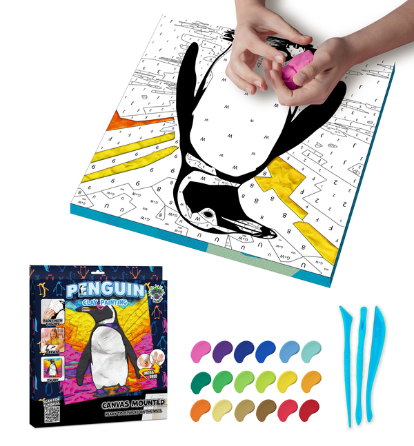 Penguin Clay Painting 30x30 cm