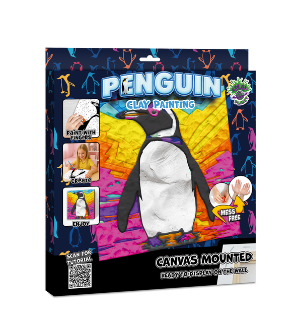 Penguin Clay Painting 30x30 cm