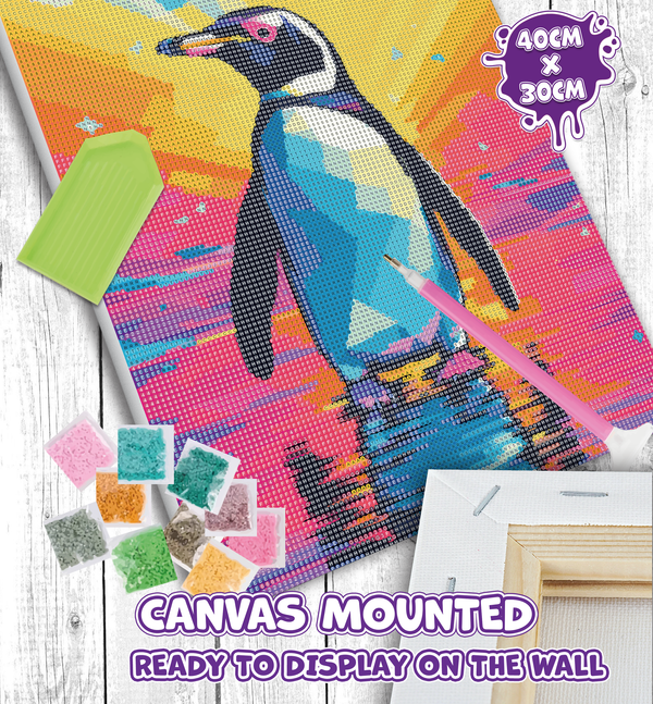 Penguin diamond painting, Penguin diamond art, Penguin diamond painting for kids, Penguin diamond art kits, Penguin crystal art, Penguin crystal art set, 5D diamond painting kits, 5D diamond art, Penguin gifts, Penguin gifts for girls, Penguin gifts for women, framed diamond art kits, framed diamond painting, diamond painting for beginners, framed crystal art, Penguin gift for Penguin lovers, Penguin arts and crafts, Penguin canvas wall art, Penguin art kit,