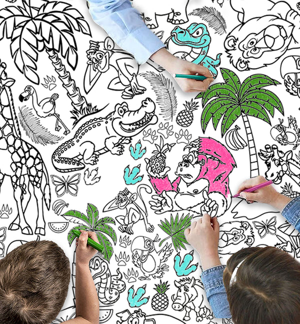 Safari colouring tablecloth, Animal colouring table cover, Kids safari colouring poster, Party colouring table cloth, Eco friendly kids colouring activity, Splat Planet safari craft, Giant colouring sheet for kids