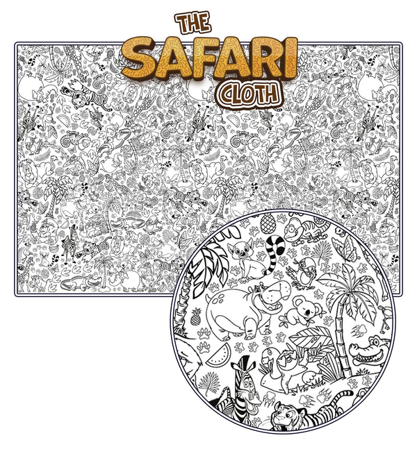 Safari colouring tablecloth, Animal colouring table cover, Kids safari colouring poster, Party colouring table cloth, Eco friendly kids colouring activity, Splat Planet safari craft, Giant colouring sheet for kids