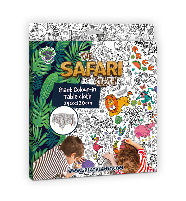 Safari colouring tablecloth, Animal colouring table cover, Kids safari colouring poster, Party colouring table cloth, Eco friendly kids colouring activity, Splat Planet safari craft, Giant colouring sheet for kids